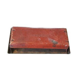 Vintage 40s 50s Red Metal Hand Sander Tool Rare Copper Base To Raise Wood‎ Grain